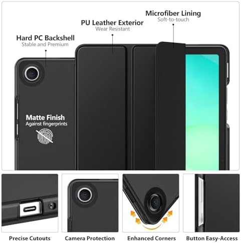 MoKo trifold folio stand folded into a stable high viewing angle position