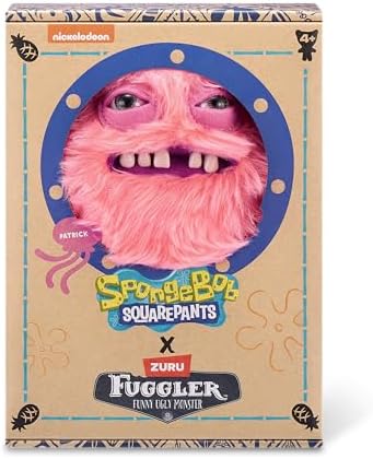 Fuggler Squarepants series Patrick plush toy showing the signature belly button detail