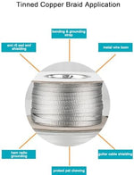 Detailed texture of the oxygen free copper wire weave used for electrical grounding.