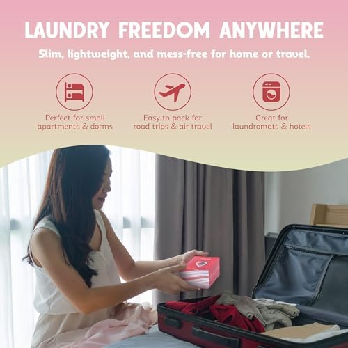 Vegan laundry care sheets for soft clothes stack view