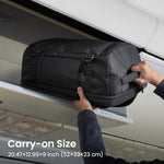 Close-up view of the premium durable YKK zippers and spill-resistant recycled fabric on the Tomtoc travel bag.