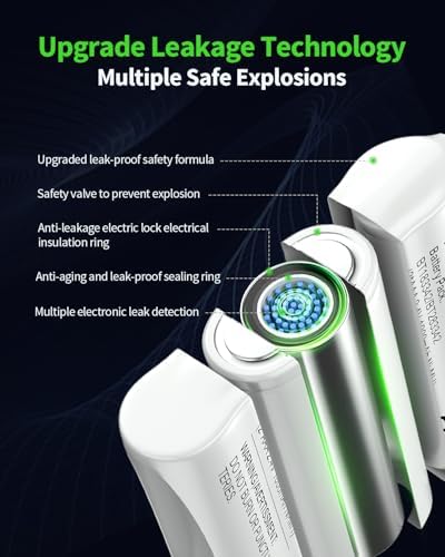 Rear view of the white EBL 2.4V rechargeable communication battery detailing caution instructions.