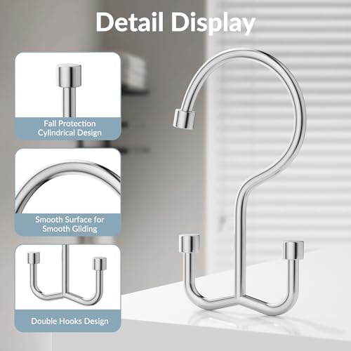 Close up view of OEH double sided bathroom curtain rings on a rod