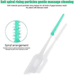 Ndzefan dental floss picks compact case open showing neatly arranged green disposable toothpicks.