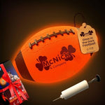 Complete product packaging of the imported MCNICK & COMPANY nighttime youth sports ball kit with pre installed batteries.