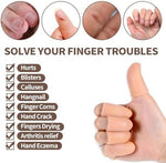 Small and large sizes of the nude silicone finger cots displayed side by side.