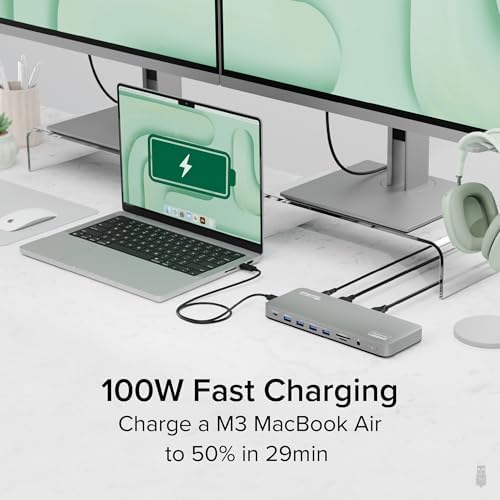 Plugable 100W charging laptop hub showing premium aluminum body styling close up