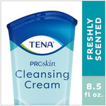 Close up of Tena Proskin body wash tube branding