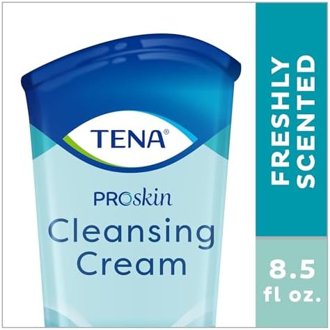 Close up of Tena Proskin body wash tube branding