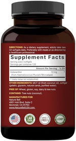 NatureBell Maximum Strength Astaxanthin 12mg full bottle display showcasing 4 month supply