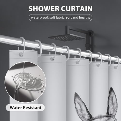 Mahrokh whimsical animal print shower curtain demonstrating the water-repellent surface coating behavior.