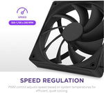 NZXT F120Q black single pack cooling fan angled view showing blade design