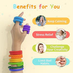 MEIEST textured calming travel toys for kids and adults placed near a travel backpack