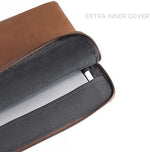 Comfyable slim premium pouch demonstrating compatibility with an iPad attached to a magic keyboard