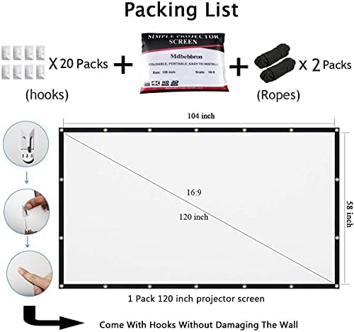 120 inch Projector Screen 16:9 Foldable Anti-Crease Portable Projector Movies Screens for Home Theater Outdoor Indoor Support Double Sided Projection - Image 5