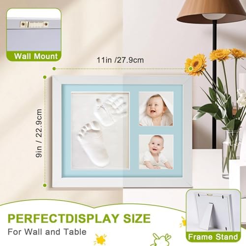 Hzorille white wooden keepsake frame showcasing non toxic air dry clay prints