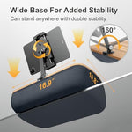 Side angle view of the lightweight gray reading pillow stand positioned comfortably on a living room sofa