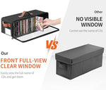 Beveetio fabric media case holder side view showcasing the sturdy brown carrying handles.