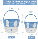 Pink and blue accent details on the bunny ears of the CubesLand two piece basket set.