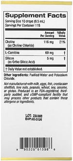 California Gold Nutrition Choline Silica supplement liquid drops label