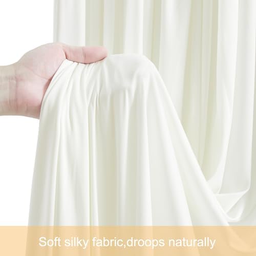 Integrated pole pocket detail on the top of ivory backdrop panel