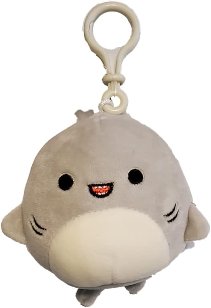 Squishmallows 3.5 Inch Clip-On Gordon The Shark Plush Toy front view keychain