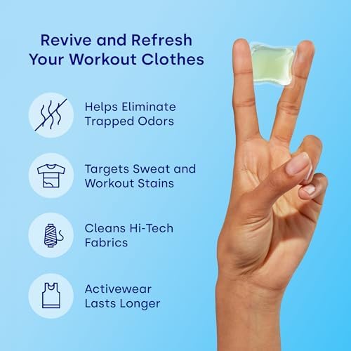 Concentrated biobased laundry pods for synthetic gym and workout clothes.