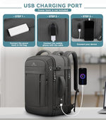 AREYTECO water resistant business suitcase backpack with USB charging port
