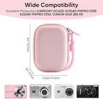 Pink travel camera pouch showing interior mesh pocket and SD card slots