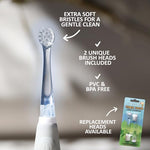 Close up of the extra soft BPA-free bristles for gentle cleaning.