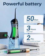User holding waterproof Voltleap dental cleaning device in bathroom