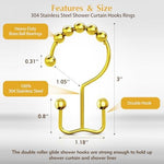 Nirmatsaray heavy duty double prong metal hooks installed on a polished bathroom curtain rod