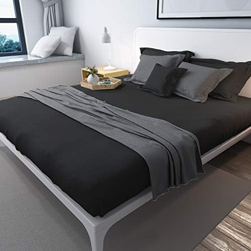 Hotel quality deep black single top sheet displayed on a modern mattress