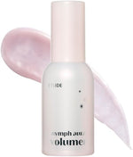 ETUDE Nymph Aura Volumer liquid primer texture showing the moisturizing glow formula on skin.
