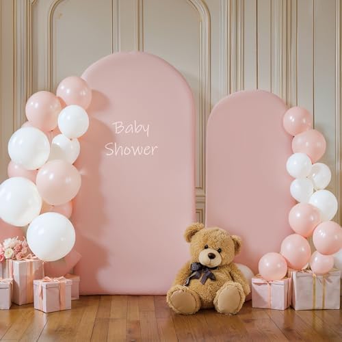 Suppromo seven point two feet pink wedding arch cover with balloon decorations