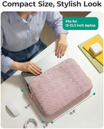 Slim profile BAGSMART padded laptop cover easily sliding into a larger travel backpack.