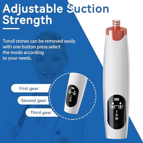 Electric tonsil stone remover with glass tube attachments and syringe