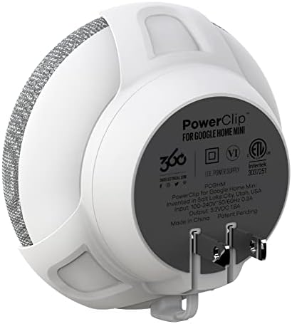 Google Nest Mini Second Generation securely clipped into the chalk colored electrical hanger accessory.