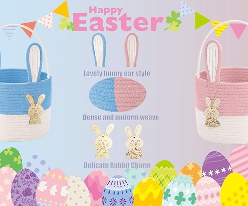 Handmade kids gift hamper with wooden bunny tag closeup