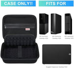 BOVKE desktop HDD case open view revealing the soft bubble lining and internal elastic security strap.