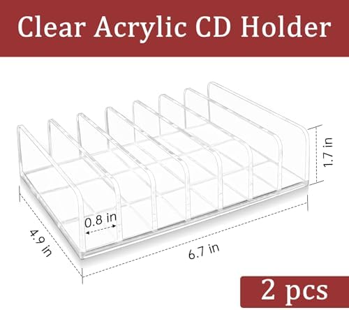 Transparent acrylic DVD storage box display stand showing side profile