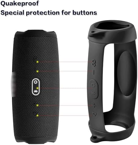 PAIYULE travel gel soft skin for wireless speaker displaying top button access details
