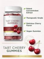 Carlyle Tart Cherry Gummies bottle texture and fruit extract detail