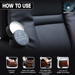 Natural beeswax and mink oil leather balm for car interior maintenance.