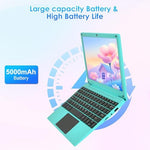 Lightweight blue mini netbook with built in front facing webcam for online schooling.