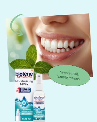Biotene oral care spray for dry mouth relief in a compact travel size bottle.
