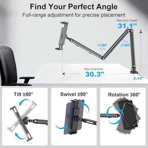 TeQable universal tablet holder holding a fifteen point six inch portable monitor in horizontal landscape layout.