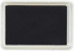 Close-up of Baby's Touch reusable safe ink pad showcasing the non-toxic black stamping surface