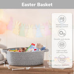 CHICVITA empty gift basket filled with towels and cosmetics on bathroom shelf
