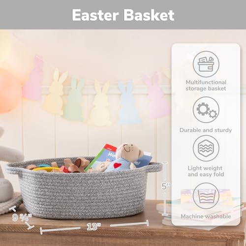 CHICVITA empty gift basket filled with towels and cosmetics on bathroom shelf